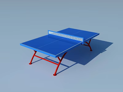 Blue Table Tennis Table With Red Frame And White Net For Sports Activities 3d model
