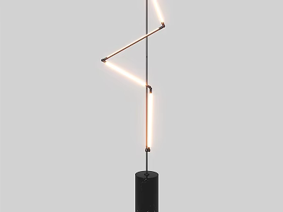 Modern Curved Light Tube Floor Lamp with Black Metal Base and Warm Glow 3d model