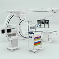 Advanced Medical Imaging System With C arm Multiple Monitors Mobile Cart And Control Console 3d model