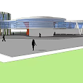 Modern Commercial Complex Architectural Design With Colorful Structures Open Plaza And Pedestrians 3d model