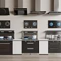 Various Kitchen Appliances Including Range Hoods Stovetops And Ovens In Modern Setup
