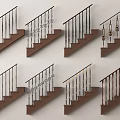Different Stair Railings Styles With Wooden Handrails And Decorative Metal Balusters