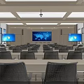 Conference Room Interior Design With Arranged Tables Chairs Projector Wooden Ceiling And Flooring
