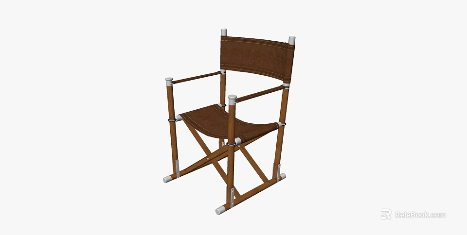 Classic Brown Leather Leisure Chair With Wooden Frame And Metal Accents 3d model 