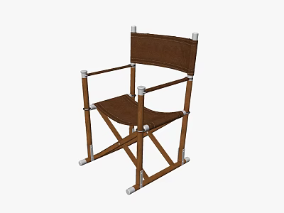 Classic Brown Leather Leisure Chair With Wooden Frame And Metal Accents 3d model