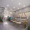 Modern Beauty Salon Interior With Gray Walls Gold Chairs White Tables And Nail Polish Displays