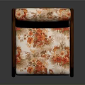Floral Pattern Accent Chair With Wooden Frame Orange Red Flower Design