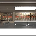 Spacious Retail Showroom Interior With Shelves Displayed Products Central Counter And Ceiling Lights