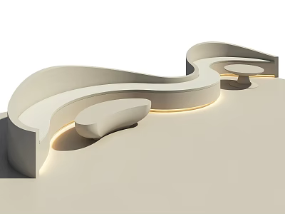 Modern Public Chair With Sleek Curved Design And Integrated Lighting Features 3d model
