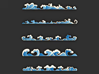 Decorative Commercial Equipment With Blue Wave Patterns Arranged On Black Background 3d model