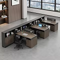 Modern Office Workspace Desk and Chair Set With Partition Storage Cabinets Computer and Folders