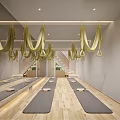 Spacious Yoga Studio Interior With Aerial Yoga Hammocks Yoga Mats And Wooden Floors