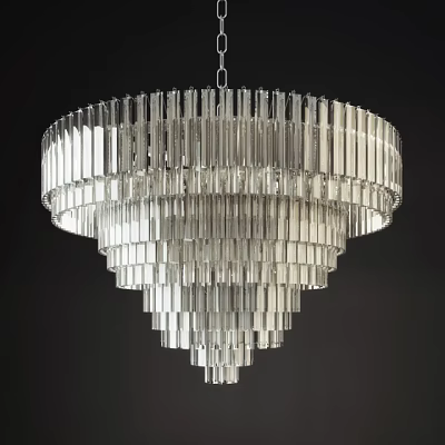 Modern Hanging Crystal Chandelier With Multi Layer Transparent Crystal Strips 3d model