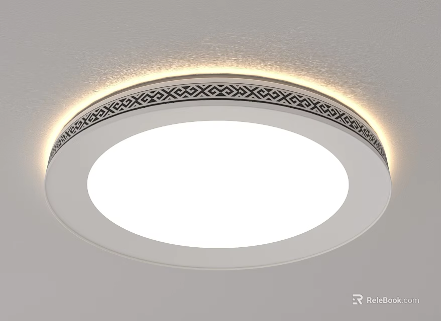 Modern Round Ceiling Light with Decorative Pattern Illuminated on Ceiling 3d model