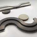 Curved Modular Leisure Sofa Combination With Round Side Tables And Neutral Upholstery Design