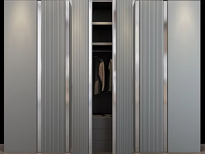 Modern Bedroom Storage Cabinet With Sliding Doors Hanging Space And Drawers 3d model