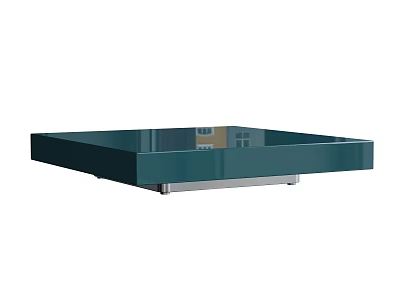 Modern Teal Coffee Table With Glass Top Metal Frame And Sleek Design For Living Room 3d model