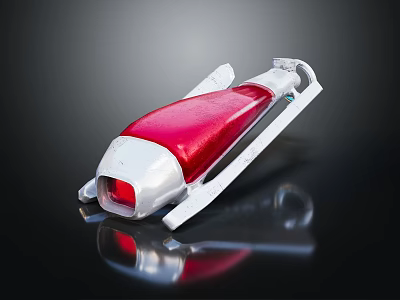 Red And White Automotive Tail Light With Metal Frame And Reflective Surface 3d model