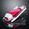 Red And White Automotive Tail Light With Metal Frame And Reflective Surface