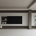 Modern TV Background Wall Design With Built-in TV And Storage Compartments