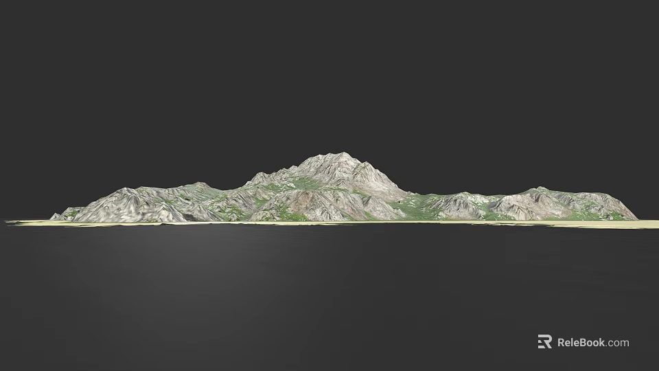 Micro Terrain Model Featuring Mountain Range Green Vegetation And Rocky Undulating Landscape 3d model 