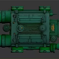 Green Mechanical Weapon with Glowing Circular Components and Industrial Sci-Fi Design