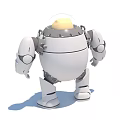 Cute Robot Amusement Equipment With White Body And Yellow Head