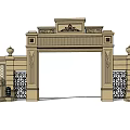 European-style gate Neo-classical gate 3d model