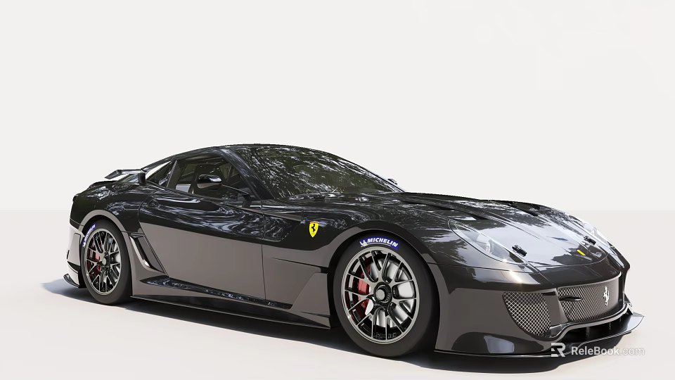 Black Ferrari Sports Car With Sleek Aerodynamic Body And Sporty Alloy Wheels 3d model 