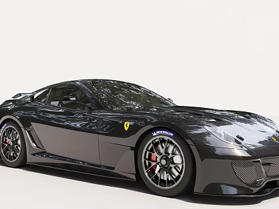 Black Ferrari Sports Car With Sleek Aerodynamic Body And Sporty Alloy Wheels 3d model