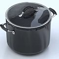 Stylish Black Cooking Pot With Transparent Lid And Double Handles