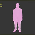 Standing Man In Light Coat And Shirt With Dark Pants Against Gray Background