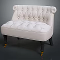 Elegant White Multi Seater Sofa with Button Tufted Padded Back Seat Black Legs Yellow Accents
