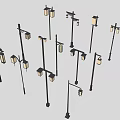 Collection of Different Street Lamps 3D Models with Modern Styles