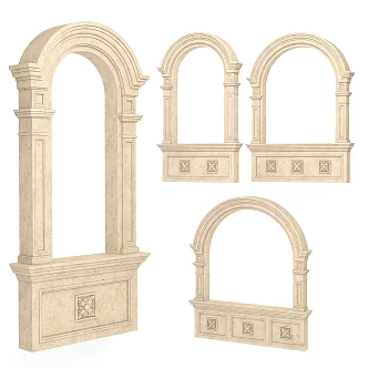 Vintage Component Window Frame Window Arch 3d model