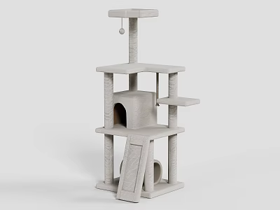 Multi Level Cat Tree With Platforms Cave Scratching Post And Hanging Toy 3d model