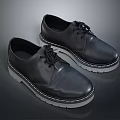 Classic Black Leather Lace Up Shoes With Thick White Edge Sole For Daily Wear