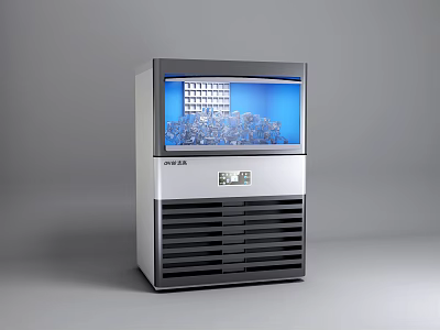 Modern Ice Maker With Transparent Window And Stainless Steel Black Exterior 3d model