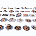 Assorted Delicious Food Platter with Cakes Donuts Sandwiches and Fresh Fruits