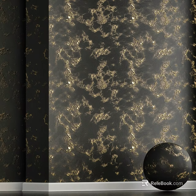 Black Decorative Component With Gold Vein Texture For Modern Interior Design 3d model