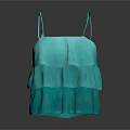 Turquoise Layered Ruffled Camisole with Flowy Layers Lightweight Feminine Women's Fashion Top