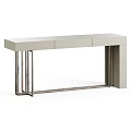 Modern Light Gray Console Table With Metal Frame And Three Drawers