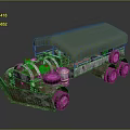 Vintage Modified Vehicle Featuring Green Canvas Top And Metal Body Tracks