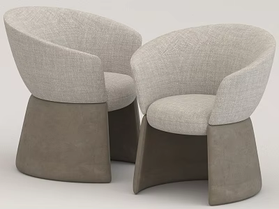 Modern Upholstered Dining Chairs With Light Gray Fabric Seats And Dark Gray Curved Bases 3d model