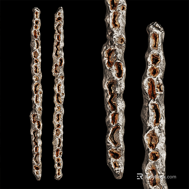 Textured Metallic Handles with Silver Brown Finish Natural Wood Grain Inspired Design 3d model 