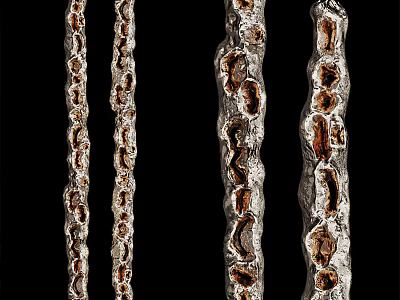 Textured Metallic Handles with Silver Brown Finish Natural Wood Grain Inspired Design 3d model