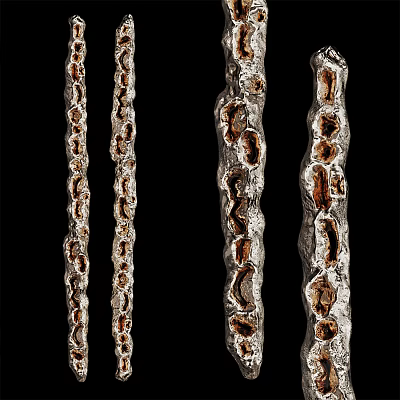 Textured Metallic Handles with Silver Brown Finish Natural Wood Grain Inspired Design 3d model