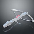 Futuristic Silver Crossbow With Metallic Body Red Accents And Mechanical Design