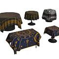 Entertainment Table with Decorative Tablecloths in Various Patterns for Home Entertainment 3d model