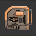 Industrial Mechanical Equipment With Push Pull Label Roll Component And Handle Gray Orange Design 3d model
